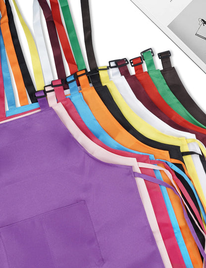 IAGBIBUI 12 Pack Kids Aprons Bulk with 2 Pockets Adjustable Chef Art Apron Kids Painting Aprons for Cooking Baking Crafting Grilling for Boys Girls Age 6-13 Years(12 Colors)