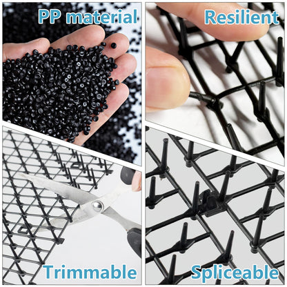 KOKMEYA Cat Repellent Mat, Black, 6.5 feet*2 with 16 Ground Stakes 16 Zip Tie, Cat Repellent Mat with Gentle Spikes for Garden/Backyard, Dog and Raccoon Deterrent Mat, 78.74 inches x 11 inches.
