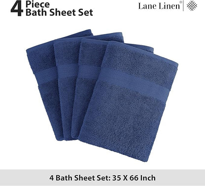 LANE LINEN 100% Cotton Bath Sheets 4 Pack
