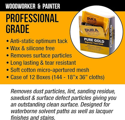 Dura-Gold - Pure Gold Superior Tack Cloth Woodworking, Automotive Paint