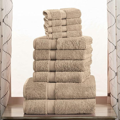 Superior Egyptian Cotton Pile 10 Piece Towel Set, Includes 2 Bath, 4 Hand