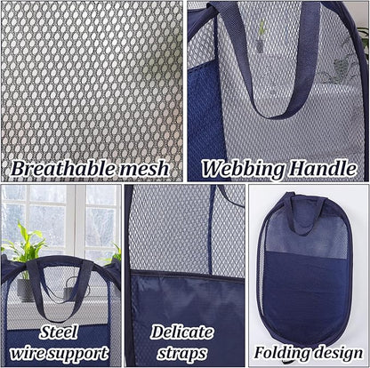 6Pcs Pop up Hampers for Laundry Foldable Mesh Laundry Hamper Baskets