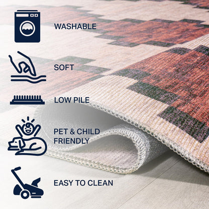 JONATHAN Y Machine Washable Red/Ivory Indoor Area Rug 8X10 ft, Timantii Modern Trellis Kilim for Living Room, Bedroom, Kitchen, Office, Easy-Cleaning, Pet-Friendly, Non-Shedding WSH123A-8