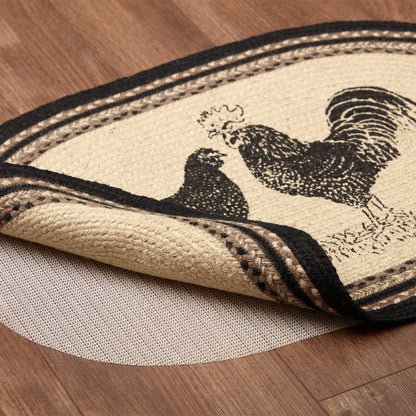 VHC Brands Sawyer Mill Charcoal Farmhouse Dining Room Living Room Kitchen Floor Natural Jute Rug w/Pad 20x30 Poultry
