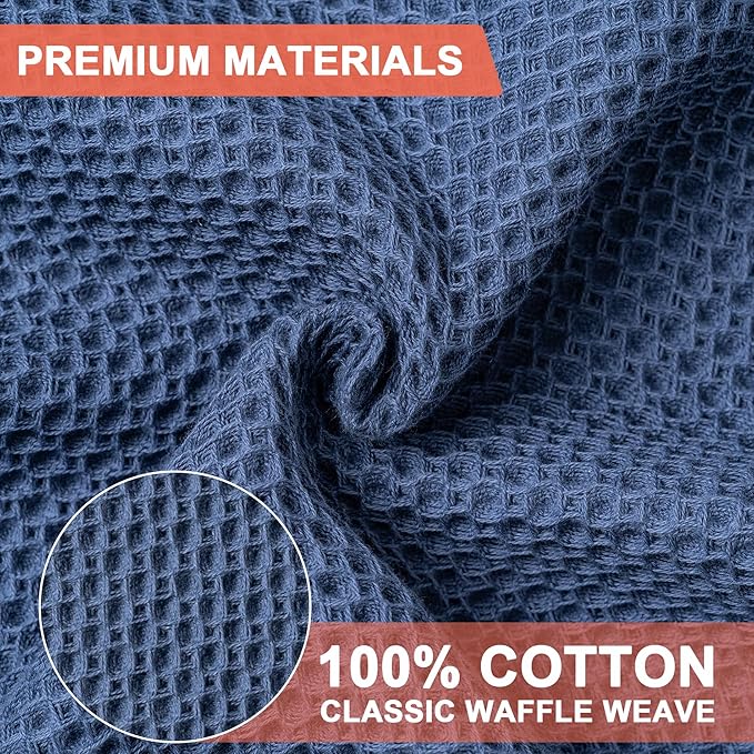 BOOMIBOO 6-Pack Kitchen Dish Cloths, 100% Cotton Waffle Weave, Ultra Soft