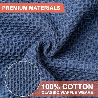 BOOMIBOO 4-Pack Dish Towels, 100% Cotton Waffle Weave, Ultra Soft Absorbent