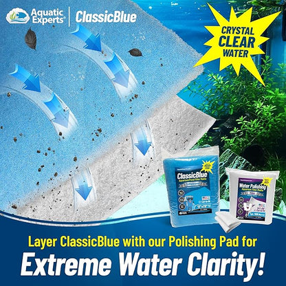 Aquatic Experts Classic Bonded Aquarium Filter Pad - Blue and White Aquarium Filter Media Roll Bulk Can Be Cut to Fit Most Filters, Made in USA (12" by 24 Feet by 3/4" Thick)