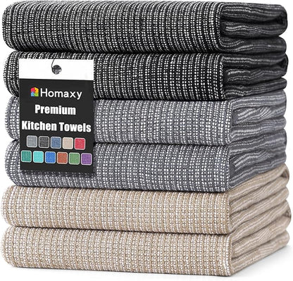 Homaxy Premium Kitchen Towels, Large Cotton Kitchen Hand Towels, Flat and Terry