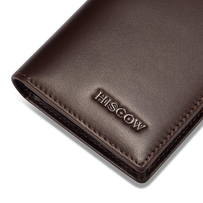 HISCOW Leather Business Card Case Holder for Men & Women, Italian Calfskin (Coffee)