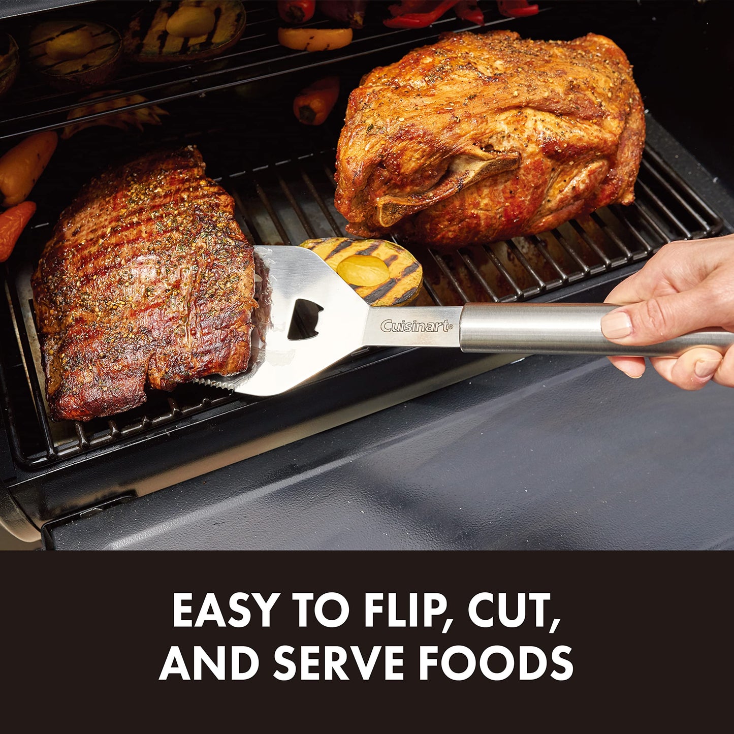 Cuisinart 14-Piece Deluxe Stainless Steel Grill Set, Grilling Accessories Kit with Spatula, Tongs, Corn Holders, Basting Brush, Cleaning Brush & Aluminum Carry Case, BBQ Tools for Outdoor Grill