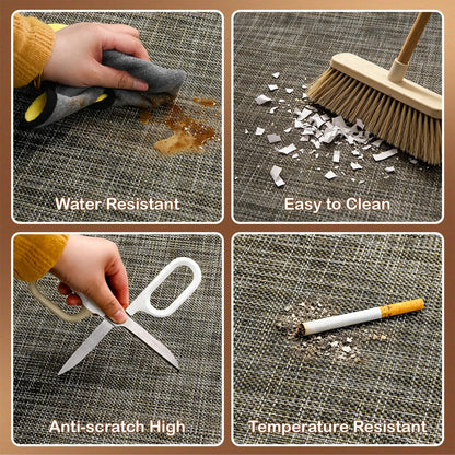 Office Chair Mat for Hardwood Floor, 36" x 48" Non-Slip Office Chair Mat for Rolling Chair, Heavy Duty Textilene Floor Protector for Hardwood Tile, Desk Computer Chair Mat for Home Office,Brown