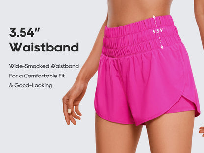 CRZ YOGA High Waisted Running Shorts for Women 3" - Split Breathable for Athletic Tennis Gym Workout with Pockets Hibiscus Purple Small