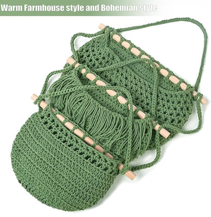 3 Tier Hanging Fruit Baskets for Kitchen, Boho Cotton Rope Handwoven Vegetable