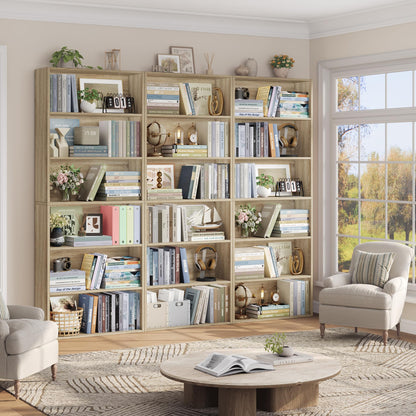 FOTOSOK 6-Tier Open Bookcase and Bookshelf, Freestanding Display Storage Shelves Tall Bookcase for Bedroom, Living Room and Office, Light Oak