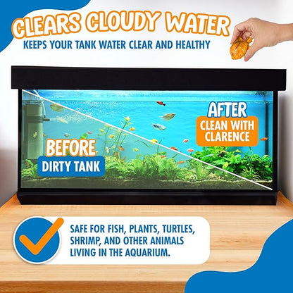 Clarence the Clarifier Fish - 6 pk, Orange - Aquarium Treatment, Clear Cloudy Fresh-Saltwater, Fish-Plant Safe, 10gal Tank Maintenance Each