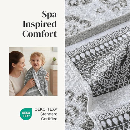 Modern Threads Ophelia 6-Piece 100% Cotton Towel Set – Reversible Yarn Dyed