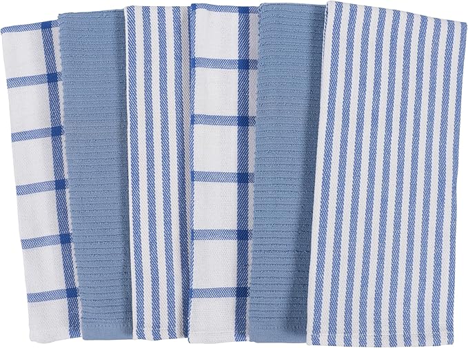 KAF Home Premium Kitchen Towels, Large 100% Cotton, Flat & Terry Absorbent Dish