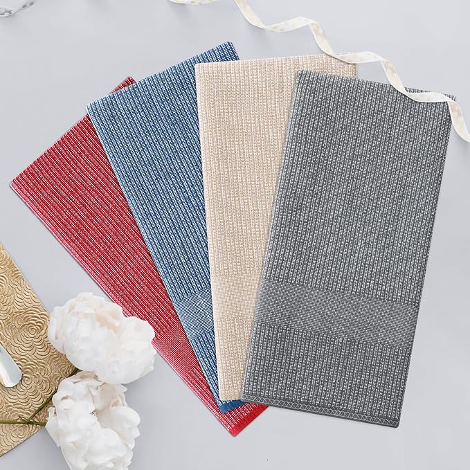Homaxy Premium Kitchen Towels, Large Cotton Kitchen Hand Towels, Flat and Terry