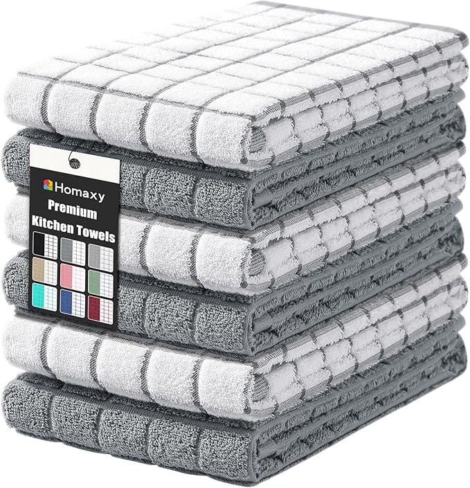 Homaxy Premium Cotton Kitchen Towels 16"x 28", Large Natural Ring Spun 390 GSM