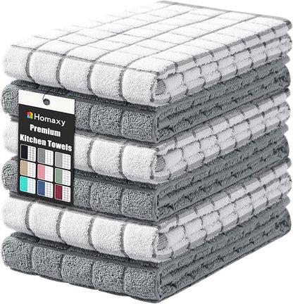 Homaxy Premium Cotton Kitchen Towels 16"x 28", Large Natural Ring Spun 390 GSM