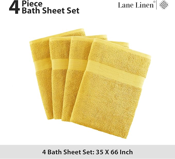 LANE LINEN 100% Luxury Cotton Bath Sheets 4 Pack
