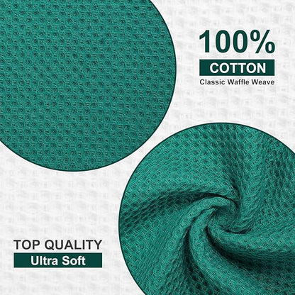 Kitinjoy 100% Cotton Kitchen Dish Cloths, 12 Pack Waffle Weave Ultra Soft