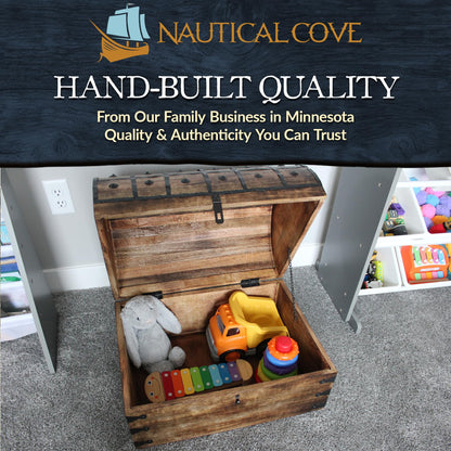 Nautical Cove Handmade Pirate Treasure Chest for Kids Prizes & Classroom with Lock and Skeleton Keys – Lockable Wooden Storage Chest Box, Pirate Decor, Decorative Wooden Box - XXX-Large 21x15.75x15.75