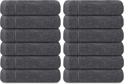 Tens Towels Pack of 12 Washcloths, 12 x 12 Inches, Lighter Weight, Quick to Dry