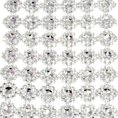 Mandala Crafts Flower Pattern 4 in 10 Yds Silver Bling Wrap Rhinestone Mesh Ribbon – Crystal Diamond Wrap Rhinestone Strips Roll for Crafts Wedding Event Decoration