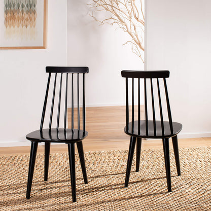 SAFAVIEH Furniture - Burris Side Chair Set of 2 - Black - Solid Wood - Modern Clean-Line Design - Ideal for Dining Room, Kitchen, Living Room, 17.7" Seat Height (AMH8511A-SET2)