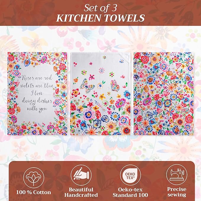Maison d' Hermine Kitchen Towels Set of 3 100% Cotton 27.50" x 20" Reusable