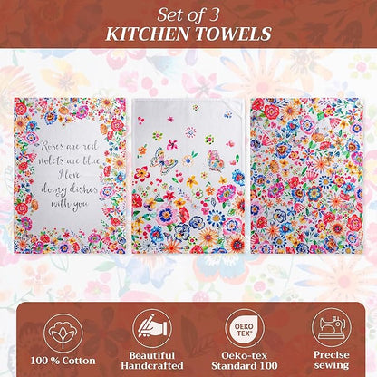 Maison d' Hermine Kitchen Towels Set of 3 100% Cotton 27.50" x 20" Reusable