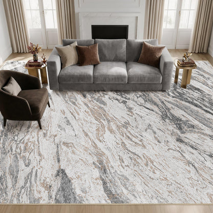 Micgeek Area Rugs for Living Room: 5X7 Abstract Washable Rug Modern Neutral Large Soft Stain Resistant Non-Slip for Bedroom Dining Room Indoor Home Office Carpet - Taupe