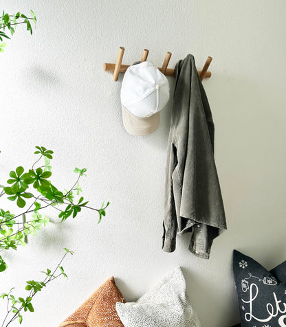 Flynt Ave. Modern 5-Hook Wooden Coat Rack, Decorative Coat Rack wall Mount for Bags, Hats, Purse, Heavy Duty, Sturdy (Ash White)