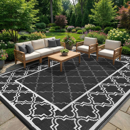 Garvee Reversible Outdoor Rug 5x8, Waterproof Outdoor Plastic Straw Rug with Interlacing Pattern, RV Mat for Picnics, Patio, Camping, Balcony, Deck, Backyard, Porch