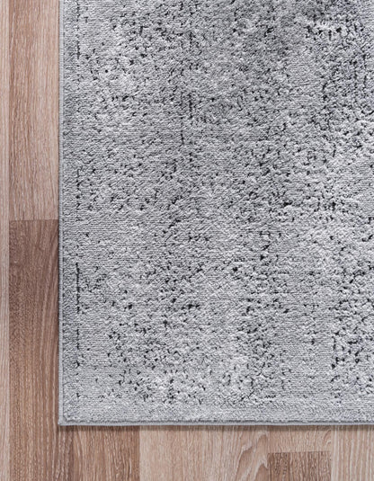 Rugs.com - Oregon Collection Rug – 7 Ft Runner Gray Stain-Resistant Runner – Farmhouse Medallion Style for Hallways and Entryways