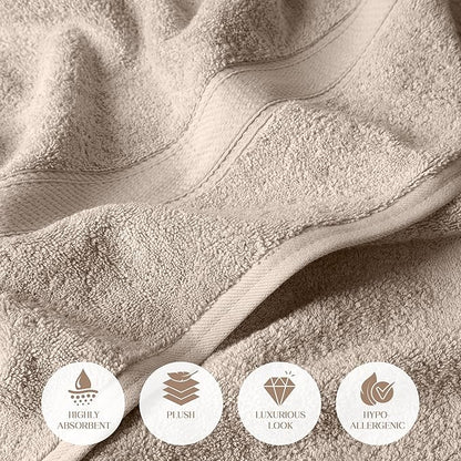 SUPERIOR Egyptian Cotton Pile Bath Towel Set of 2, Ultra Soft Luxury Towels