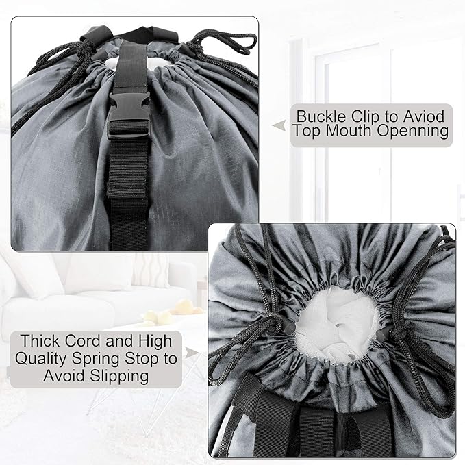 BeeGreen Gray Laundry Backpack w Adjustable Shoulder Straps & Drawstring