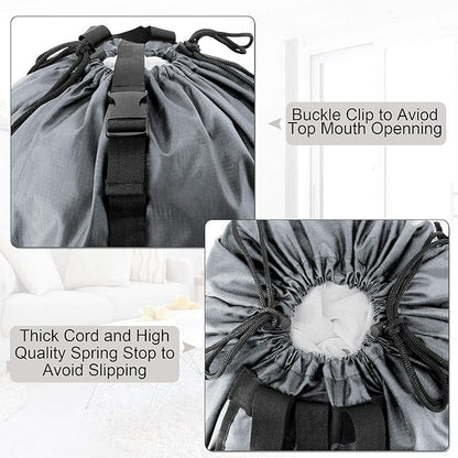 BeeGreen Gray Laundry Backpack w Adjustable Shoulder Straps & Drawstring