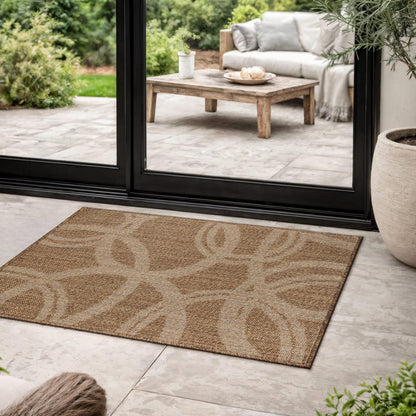 Rugshop Abstract Indoor Outdoor Flat Woven Area Rug,Natural Jute-Style,Easy-Care Patio Rug for Entryway Backyard Porch Deck Balcony, 2' x 3' Sand/Natural