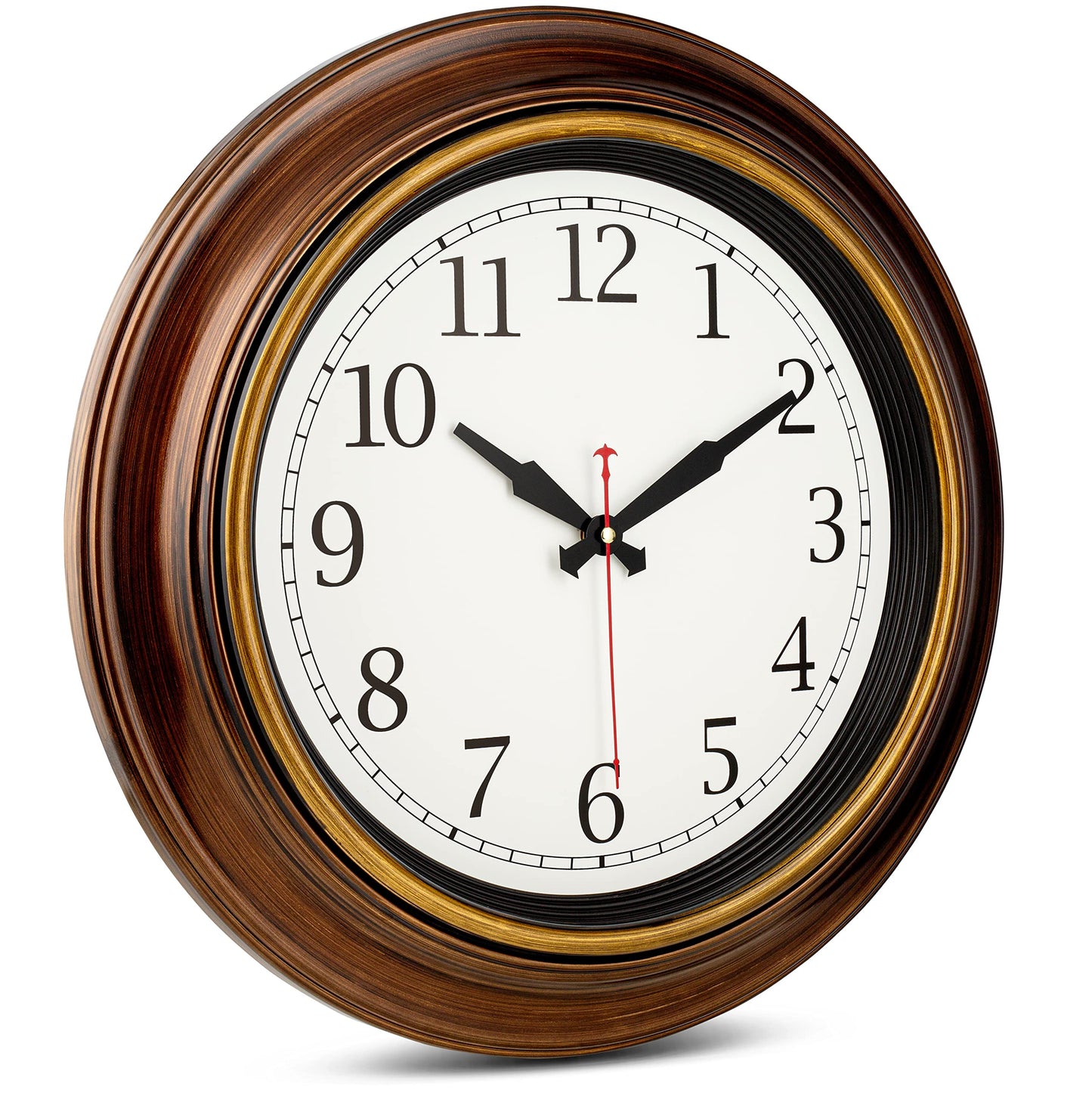 Bernhard Products Large Wall Clock 18" Quality Quartz Silent Non Ticking, Battery Operated for Home/Living Room/Over Fireplace, Beautiful Decorative Timeless Stylish Bronze XL Clocks, Easy to Read