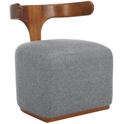 SAFAVIEH Home Collection Oreus Mid-Century Modern Grey Linen/Brown Walnut Solid Wood Accent Chair