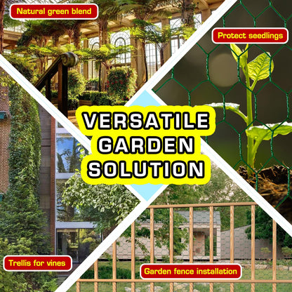 Yardbliss Chicken Wire12inx150ft, Premium Chicken Wire Fencing, Chicken Wire Mesh, Green PVC Coated Metal Wire Fence, Galvanized Poultry Netting Barrier for Floral Arrangements/Craft Projects//Rabbit