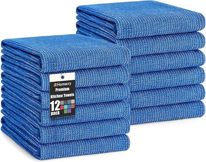 Homaxy Premium Kitchen Towels, Large Cotton Kitchen Hand Towels, Flat and Terry