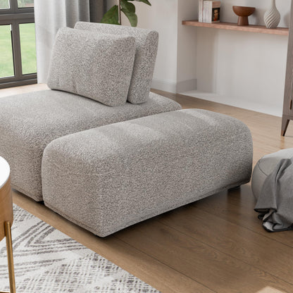 Furniture of America Tatiana Modern Boucle Modular Rectangular Ottoman for Living Room, Office, Free-Combined, FSC & Oeko TEX Certified, Light Gray