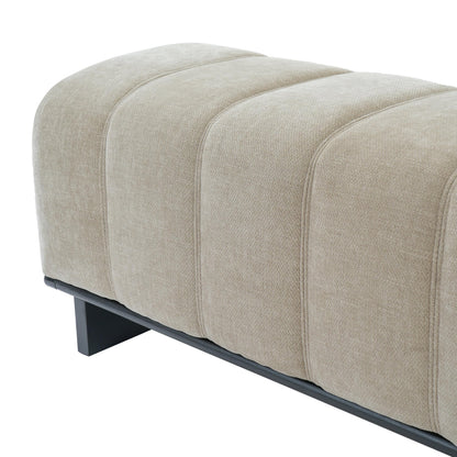 Christopher Knight Home Lamie 49.13" Chenille Upholstered Dining Bench, Wooden Entryway Bench, Long Sofa Footstool for Living Room, Bedroom End of Bed Bench, Oatmeal+Black