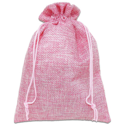 12-Pack 5.5x7.75 Natural Burlap Gift Bags w. Drawstring (Hot Pink, Medium) for Party Favors, Presents or DIY Craft by TheDisplayGuys