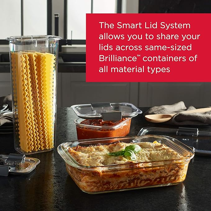 Rubbermaid Brilliance Glass Food Storage Containers, 8 Cup, Leak-Proof