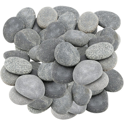 MUKLEI 60 PCS 2 Sizes River Rocks for Painting, 0.8-1.2 Inches, 2-3 Inches Flat Stones to Paint, Flat Rocks Smooth Painting Rocks Kindness Stones for DIY, Arts, Crafts, Family Time, Gray
