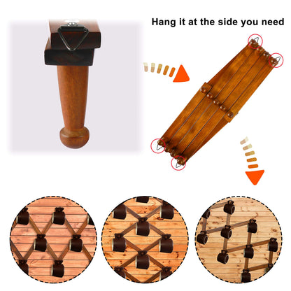 Dseap Accordian Wall Hanger: 16” High Wooden Wall Expandable Coat Rack, Hat Rack Holder, Accordion Hook for Baseball Caps, Coats, Mugs, 13 Peg Hooks, Brown